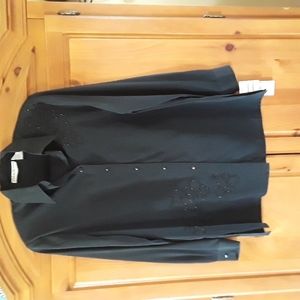 Claudia Richards NWT black embellished dress blouse size 16
